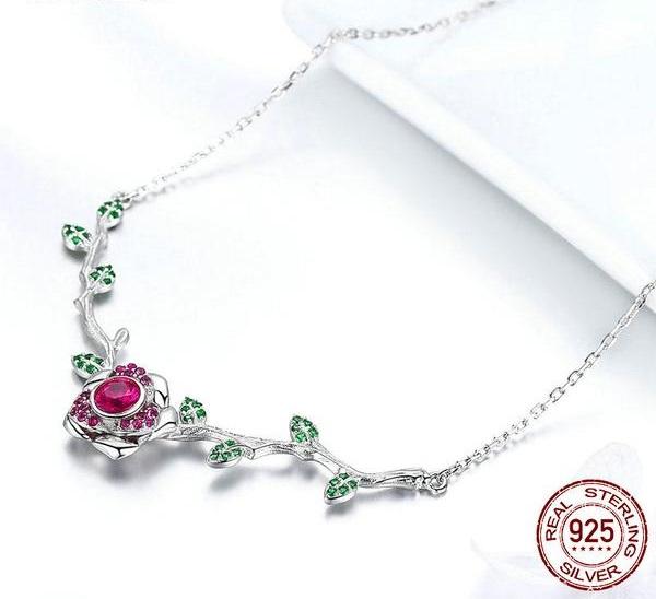 Majestic Rose Silver Necklace