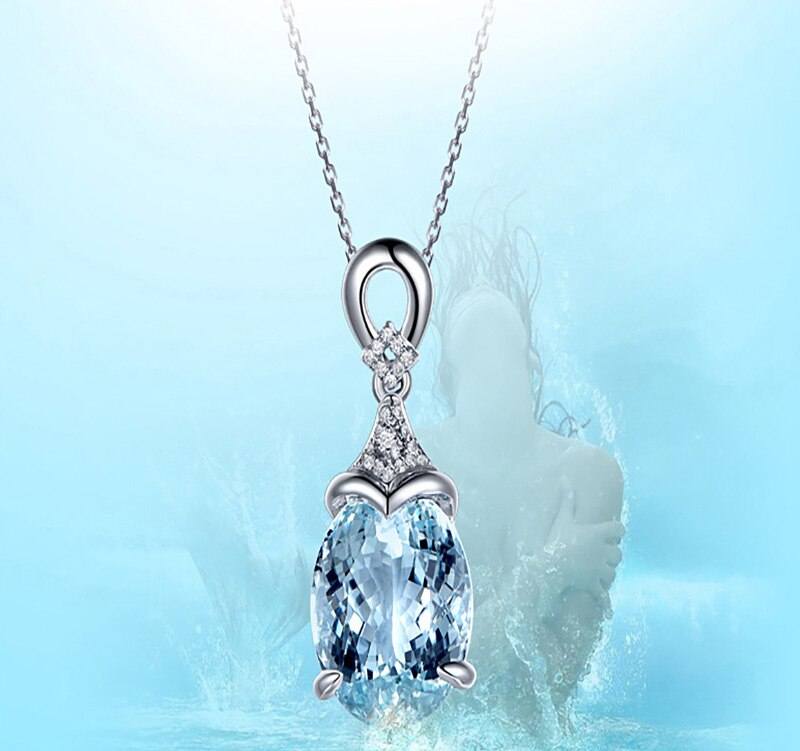Mermaid Aquamarine Silver Necklace