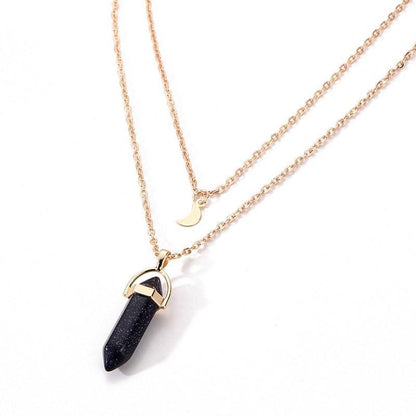 Natural Healing Stone Moon Necklace