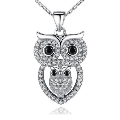 Owl White Gold Plated Necklace