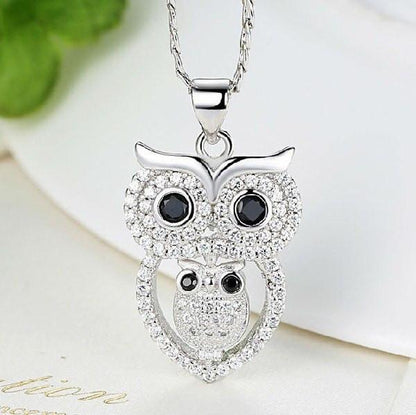Owl White Gold Plated Necklace