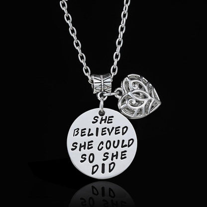 She Believed Inspirational Necklace