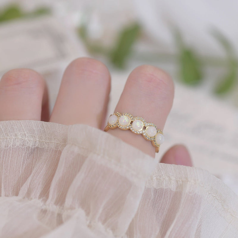 [] Opal Blossom Ring Set