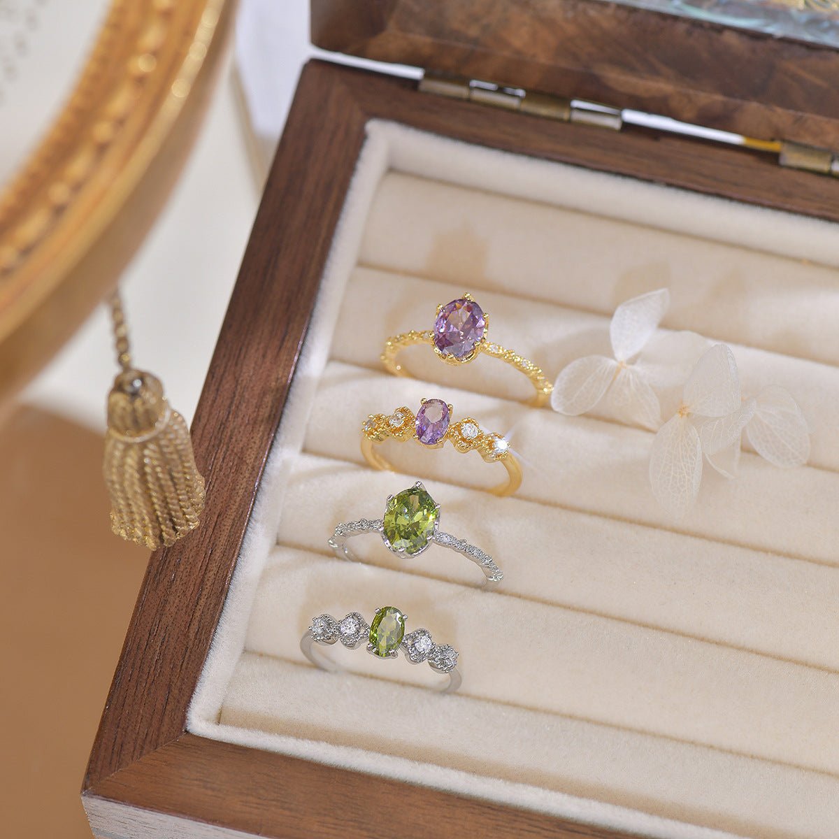 Oval Peridot Ring in Silver