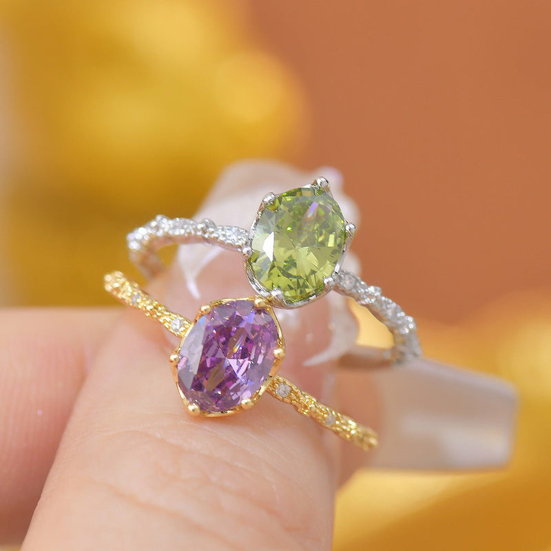 Oval Peridot Ring in Silver