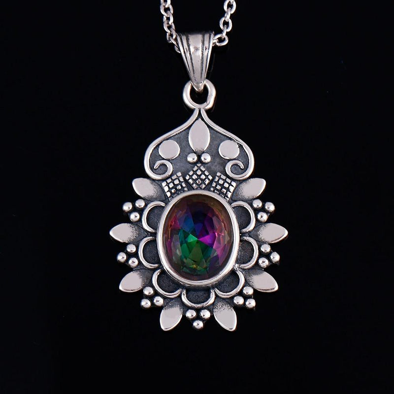 Mystic Rainbow Flower Necklace