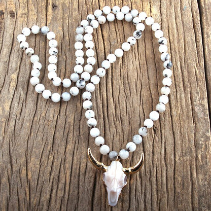 Buffalo Skull Real Stone Necklace