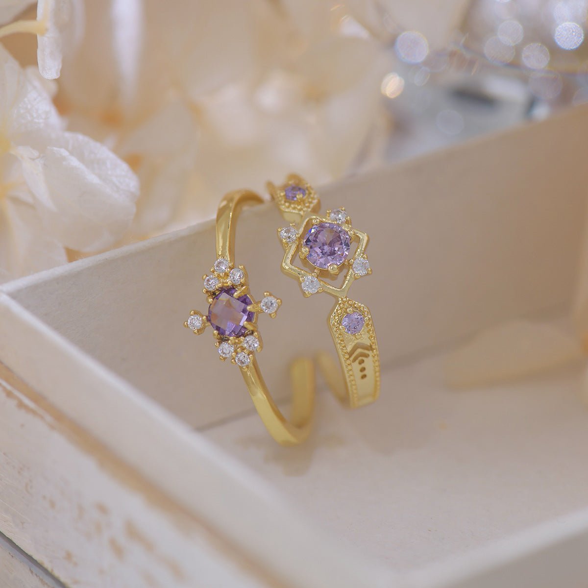 Amethyst Baroque Ring Set