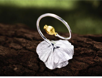 Blooming Poppy Sterling Silver Ring