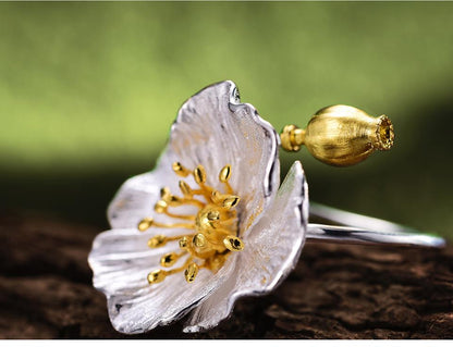 Blooming Poppy Sterling Silver Ring
