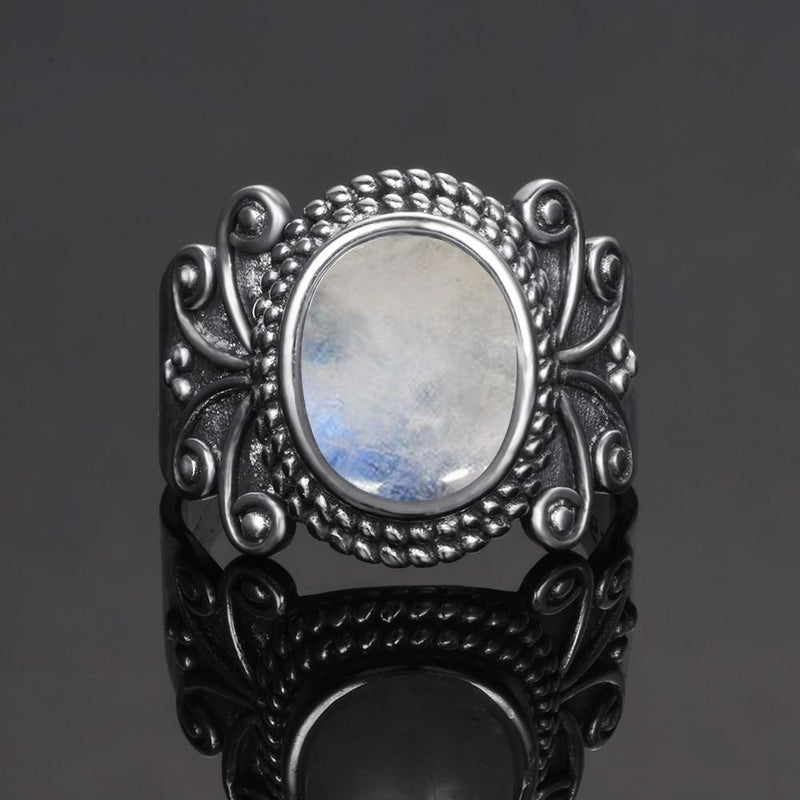 Classic Oval Moonstone Silver Ring