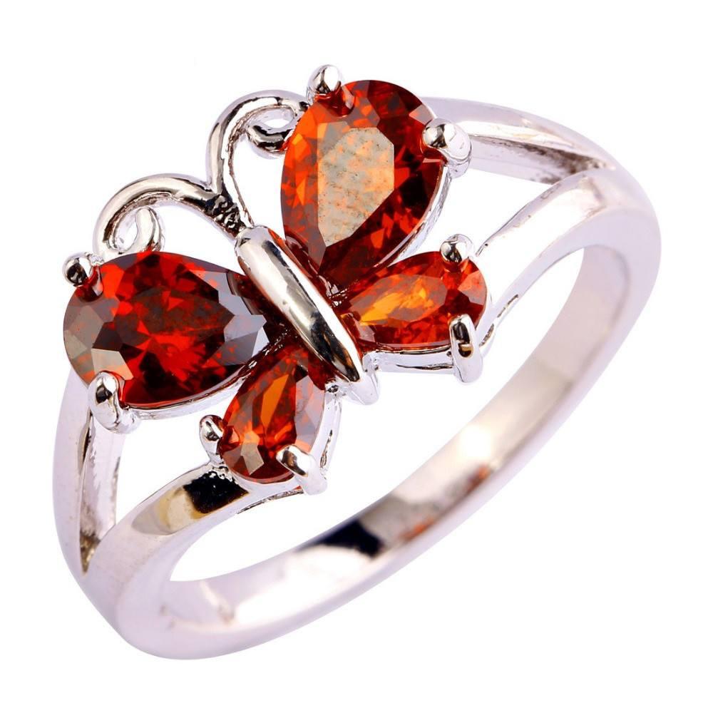 Crystal Butterfly Silver Ring