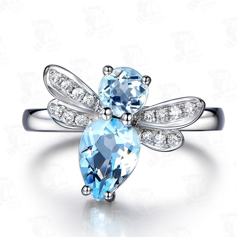 Topaz Dragonfly Silver Ring