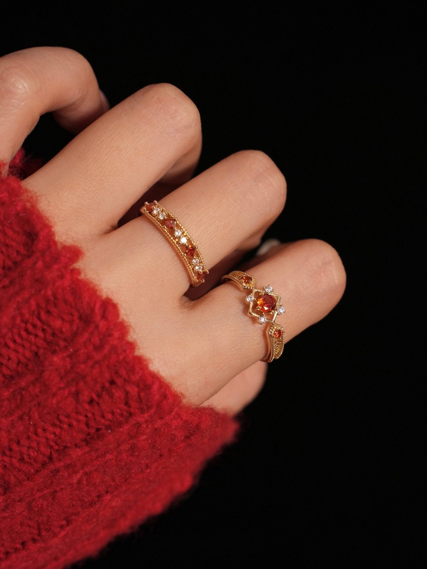 Scarlet Lattice Ring