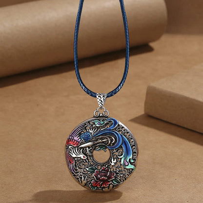 Spiritual Phoenix Peony Protection Necklace 60cm