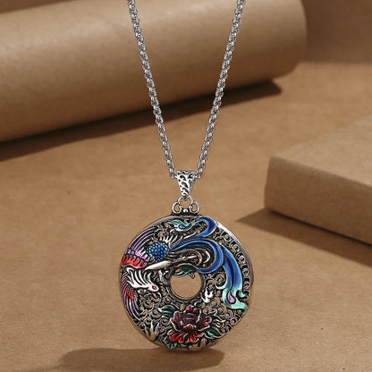 Spiritual Phoenix Peony Protection Necklace 60cm